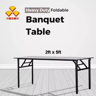 3V 2'x5' Heavy Duty Foldable Wood Top Banquet Table/ Folding Banquet Table/ Function Table/ Catering Table/ Buffet Table/ Hall Table/ Office Table/ Meja Banquet/ Meja Lipat/ Meja Niaga/ Meja Kayu (Local)