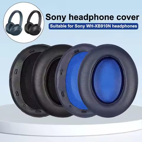 Replacement Cushion Covers, 1Pcs Protein Leather Memory Foam Ear Pads for Sony WH-XB910N Headphones