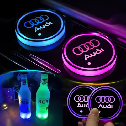 LED Light Car Coasters Light Mats 7 Colors Cup Holder Pad For Audi A1 A3 A4 A5 A6 A7 A8 Q3 Q5 Q7 Q8 