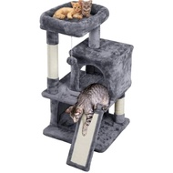 36\" Cat Tree With Condo And Scratching Post Tower, Dark Gray Scratcher For Cats Cat Climbing Frame