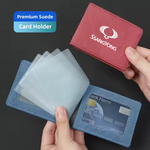 1Pcs Car Driver License Cover Case Suede Credit Card ID Wallet For SsangYong Korando 2015 2019 Rexto