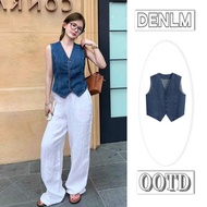 denim vest woman denim suit woman denim vest French V-neck Denim Vest for Women - Summer Slim Fit