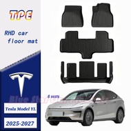Tesla Model Y L(6 seats)(2025-2027)car floor mat, dirt resistant and wear resistant TPE floor mat, w