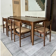 SUGARHOME Walnut 1.8m Dining Table Set Solid Wood 8 seater / 6seater (Delivery &amp; Assemble KL / Selangor only)
