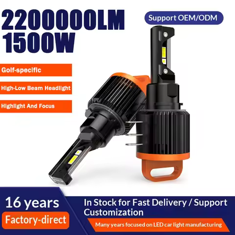 GT7 H7 LED Headlight Bulbs Canbus H15 LED Fog Lights 12V 1500W 2200000LM High Low Beam DRL For VW Go