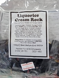 LIQUORICE CREAM ROCK Bumper Bag of Soft Sweets / Candy 150g UK IMPORT