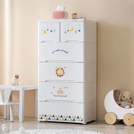 Plastic Kids Wardrobe Cartoon Large Baby Clothes Storage Drawer Cabinet Multi-Use 65cm Wide