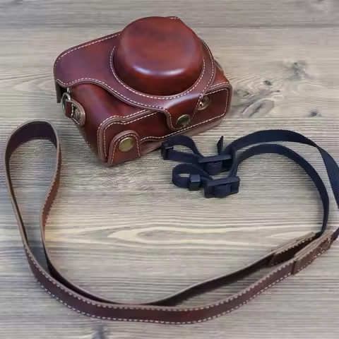 ZV1F Retro PU Leather Camera Bag Half Body Case Base Cover For Sony ZV-1F Cameras