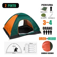 JUNGLEMAN Khemah Camping Murah 3/4 Person 1 Sec Pop Up Tent Khemah Askar Kemah Campak 1 Saat Buka Kh