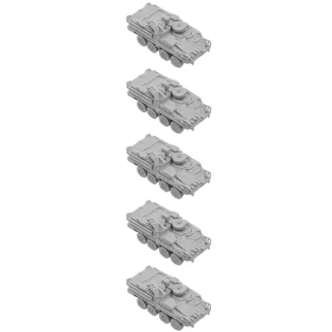 5PCS 1/144 Scale Stryker M1127 Armored Reconnaissance Vehicle Simulation Wheeled Combat Vehicles Orn