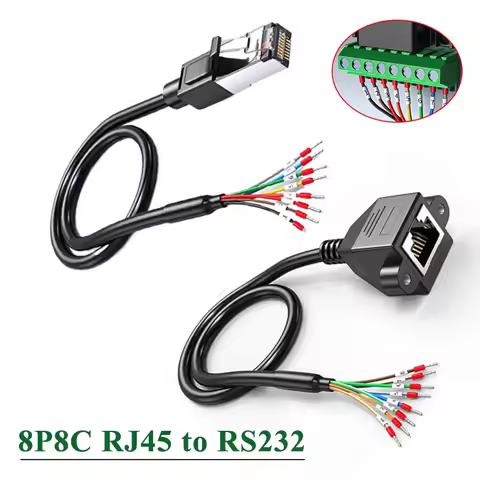 RJ45 to RS485/RS232 Terminal Wire 8P8C RJ45 PLC Serial Port Shielded Connection Cable Single Switch 