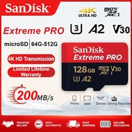 （Multi Device Compatible）Sandisk Extreme Pro 4K Up to 200MB/s MicroSD Card (64GB/128GB/256GB/512GB) 