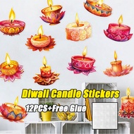 【12pcs】Indian Diwali Party Decoration Wall Stickers Indian Festival Diwali Party Decoration Window S