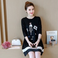 Korean Fashion Plus Size Long Sleeved Midi Skrit Blouse Pregnant Maternity Dress  | Seluar Mengandun