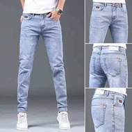 jeans men levis 501 original Seluar jeans berwarna terang mewah, seluar jeans bergaya lelaki, seluar regangan tampan, musim bunga dan musim panas gaya Korea, seluar langsing serba boleh