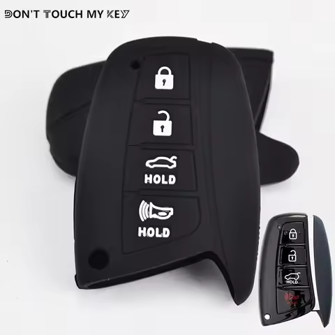 Silicone Key Case Fob Shell Cover For Hyundai Santa FE DM Grandeur HG Sedan Genesis G80 Equus 4 Butt