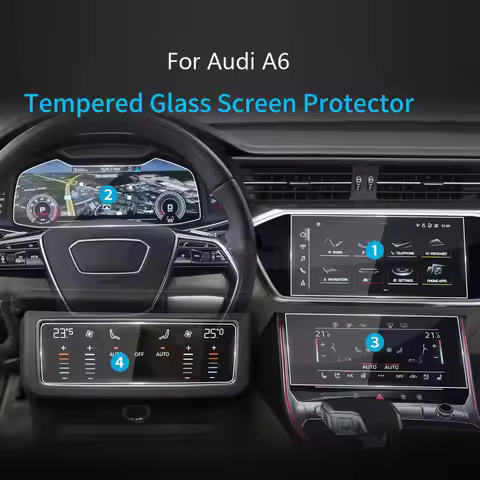 Tempered Glass Screen Protector For Audi A6 C8 4K A7 4K8 2019~2021 Car GPS Navigation Instrument AC 