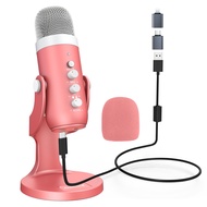USB Microphone,Condenser Computer Mic,Plug&Play Gaming Microphones for PS 4&5.Headphone Output&Volum