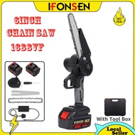 In stock IFONSEN 21V Electric Cordless Brushless Chainsaw 6 Inch Chainsaw Power Saw With High Power Wood Pruning Cutter Gergaji Elektrik Mesin Potong Pokok