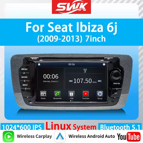 Linux For Seat Ibiza 6J IV 4 2009-2013 7 inch Car Stereo Wireless CarPlay Android Auto GPS FM DSP Bl