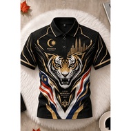 2026 Malaysia Independence Day 69th Anniversary Tiger T-shirt polo Men's Casual Fashion Gift Large S