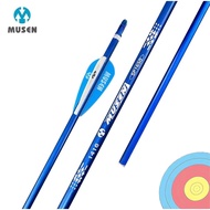 6 btg Arrow Aluminium Musen 1416 shaft Biru 28" dgn 2" plastic vane utk pertandingan Memanah MSS Sek