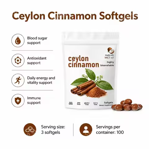 Ceylon Cinnamon Extract Softgels with MCT Oil, Blood Sugar Support, Antioxidant Support, Daily Energ
