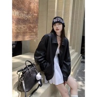 Ruel leatherJacket with oversize Unisex vest collar