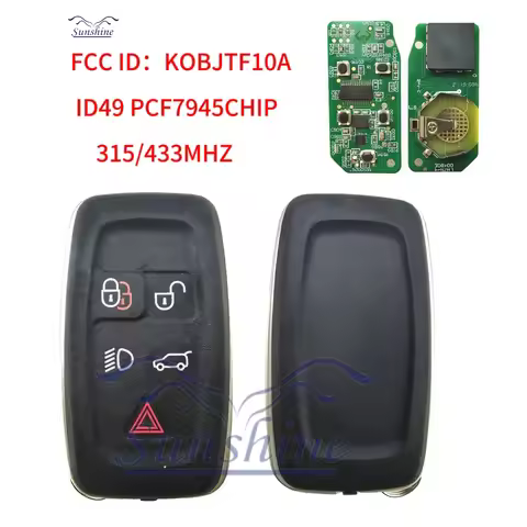 Sunshine 315Mhz / 433Mhz 5Buttons Remote key Fob For Land Rover LR4 Range Rover Evoque Sport KOBJTF1