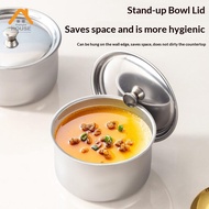 ZN 1/3/5PCS Stainless Steel Steamed Egg Bowl Ramen Rice Fruit Salad Stew Bowls With Lids Soup Cup Fo