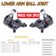 (2pcs)BALL JOINT TOYOTA WISH ZGE20 ZGE22 ALTIS ZZE141 ZZE142 ZRE142 ZRE171 ZRE172 CALDINA ZZT241 AZT