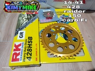 rk Alloy sprocket for raider 150 carb and fi . 14-41 428