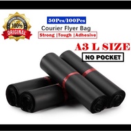 A2 L Size Black Courier Bag Flyer Packaging Courier Parcel Bag With No Pocket Pouch Packaging Plasti