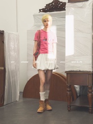 Unvesno(UN) NewVintage手繪芭比小狗印花水洗做舊女短袖T恤