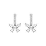Merii ต่างหูห่วงเงินแท้ 925 ชุบโรเดียมประดับ CZ ดีไซน์ผีเสื้อปีกแก้ว ทรงต่างหูห่วง Papillon 221E0576