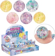 Expressions 6pc Glitter Squeeze Balls - Colorful Sequin Confetti Stress Ball Set | Glitter Balls Party Favors, Sparkly Squishies Squeeze Toys, Squishy Ball Fidget Toy Value Pack