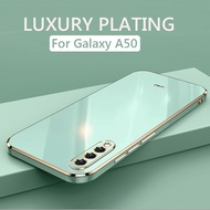 For Samsung Galaxy A50/A50S/A30S Case Luxury Plating Soft Silicone Gel Protective Cover Glossy Plating Square Samsung Phone Case, Precise Camera Case