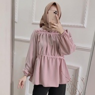 Blouse moon balon rempel Bloush wanita terbaru 2021 kekinian Blouse terbaru 2022 Blouse wanita korea