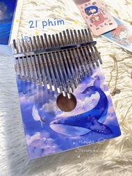 đàn kalimba gỗ 17 phím nguyên khối giá rẻ cực xinh mèo hồng cá voi xanh âm hay tune chuẩn - piano cầ