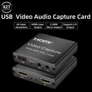 For HDMI capture card USB HD video recording box OBS game live capture card ring out 3.5 microphone