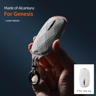 For Genesis GV60 GV90 G90 2022 2023 Accessories Car Key Case Cover Shell Suede Alcantara Remote Keyc