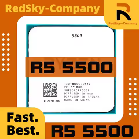 Ryzen 5 5500 R5 5500 3.6GHz 6-Core 12-Thread CPU Processor 7NM L3=16M Socket AM4 No Fan Used Test Pe