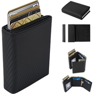 Ridge Wallets for Men, Leather & Aluminum-Trifold Wallets for Men | Pop Up Wallet for Men Holds 12 C