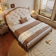 全國包送裝復古全實木床橡膠木軟包雙人床架子床臥室北歐大床婚床