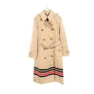 【二手】Burberry 條紋棉質皮革風衣，女款，二手