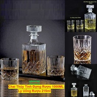 Chai Đựng Rượu 1000ML và 2 Ly Uống Rượu Đẹp 215ml – Chai Thủy Tinh Đựng Rượu 1 Lít kèm 2 Ly Rượu (A1