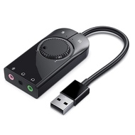 []-Sound Card USB Audio Interface External 3.5mm Microphone Audio Adapter Soundcard for PC Headphone