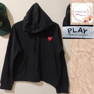 CDG PLAY WOMEN'S CROP HOODIE SIZE XL BLACK