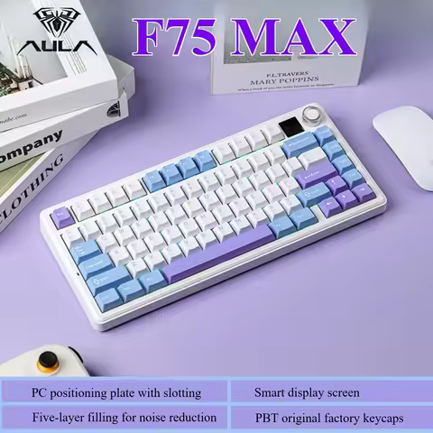 AULA F75 MAX Gaming Keyboard Three-mode connection 75% Layout Gasket Structure RGB Hot-Swap E-sports