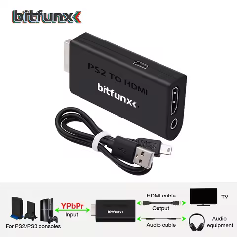BitFunx HDMI Audio And Video Adapter For PS2 To HDMI-Compatible Converter For PS2 Game Console 480i/